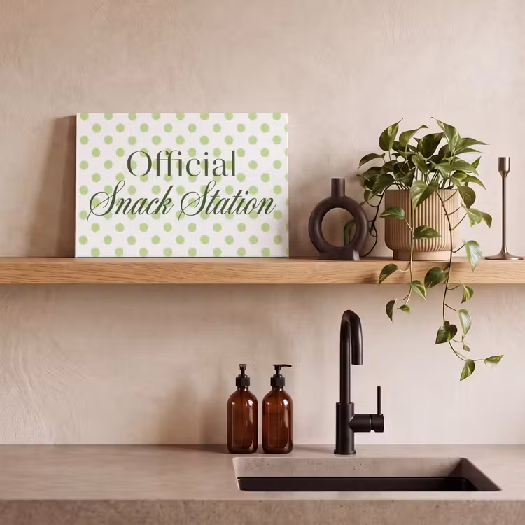 Snack Station - Groen - Stippen canvas 2cm klein -sfeer3