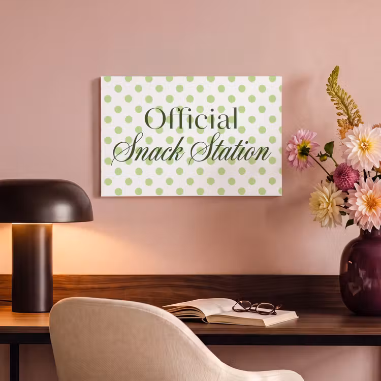 Snack Station - Groen - Stippen canvas 2cm klein -sfeer4