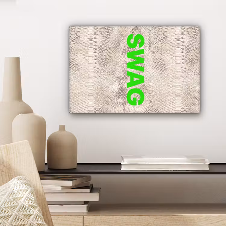 Slangenprint - SWAG - Neon - Groen canvas 2cm klein -sfeer6