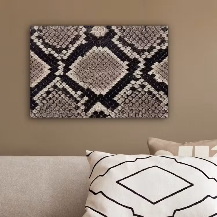 Slangenleer - Patroon - Beige canvas 2cm klein -sfeer3