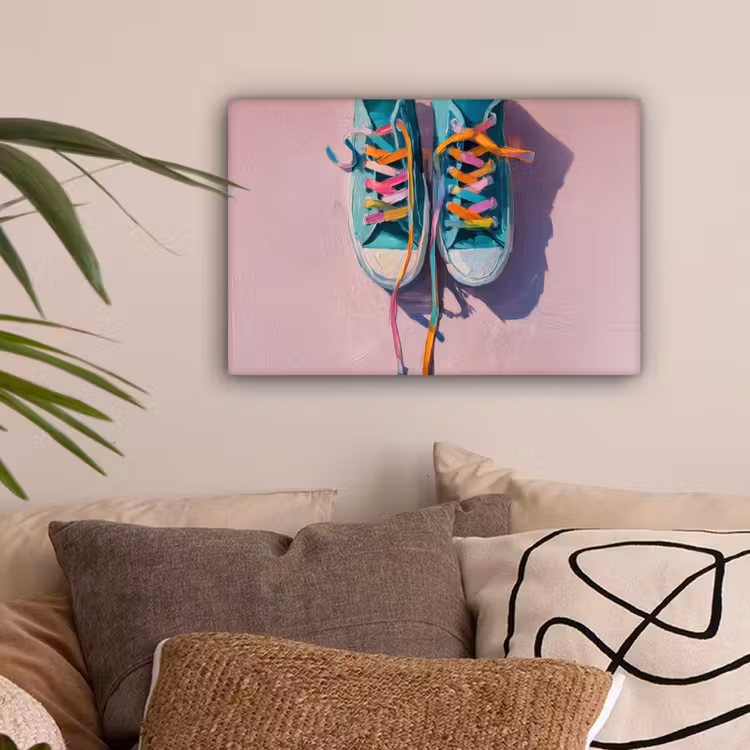 Sneakers - Veters - Kleurrijk - Schaduw canvas 2cm klein -sfeer1