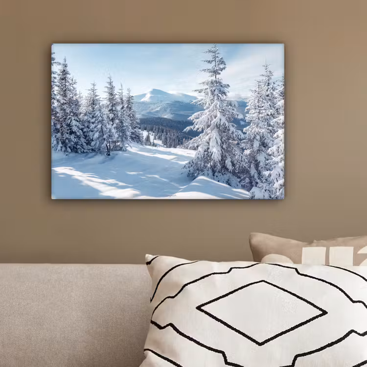 Sneeuw - Winter - Landschap - Bergen canvas 2cm klein -sfeer3