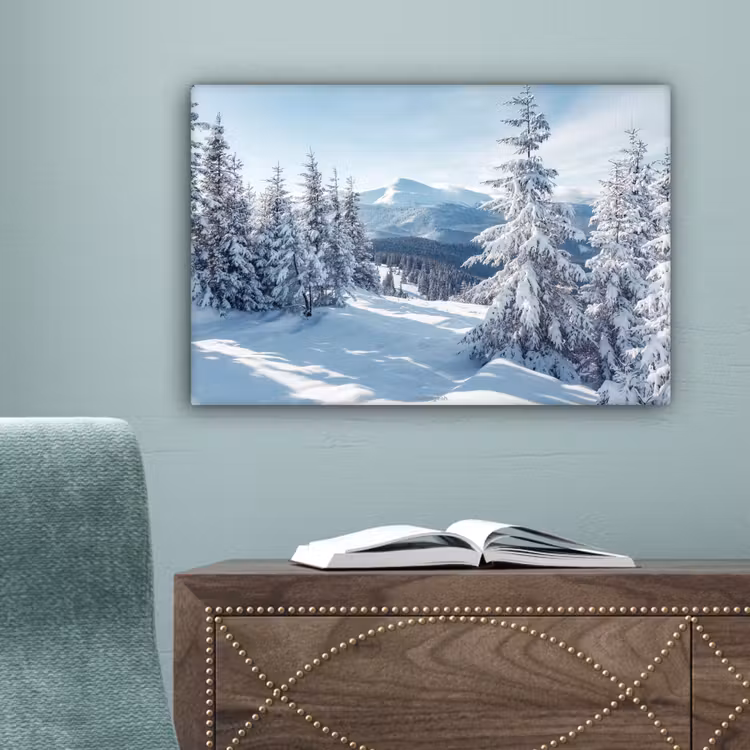 Sneeuw - Winter - Landschap - Bergen canvas 2cm klein -sfeer4
