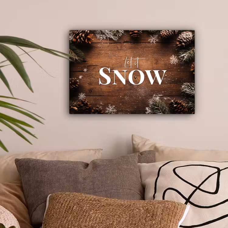 Sneeuw - Houtlook - Quote - Let it snow canvas 2cm klein -sfeer1