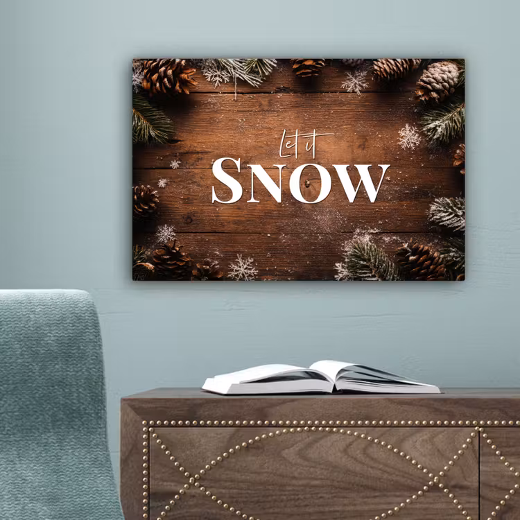 Sneeuw - Houtlook - Quote - Let it snow canvas 2cm klein -sfeer4