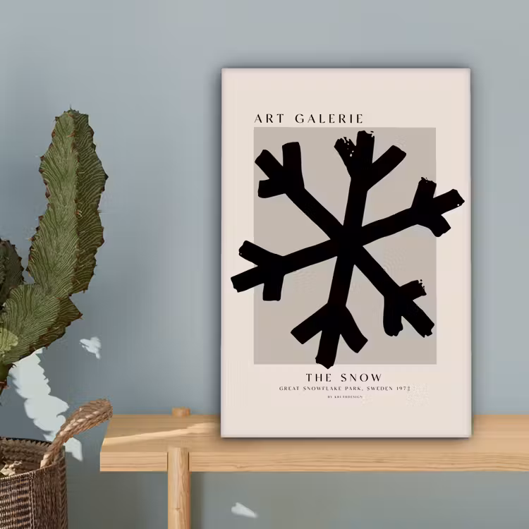 Sneeuwvlok - Kerstmis - Zwart - Feestdagen canvas 2cm klein -sfeer4