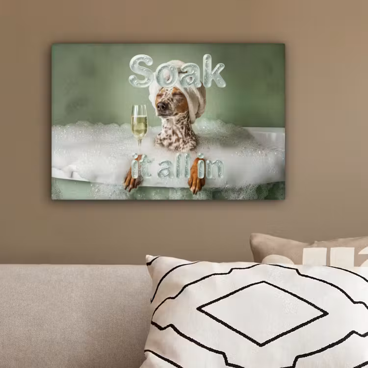 Soak it all in - Hond - Bad canvas 2cm klein -sfeer3