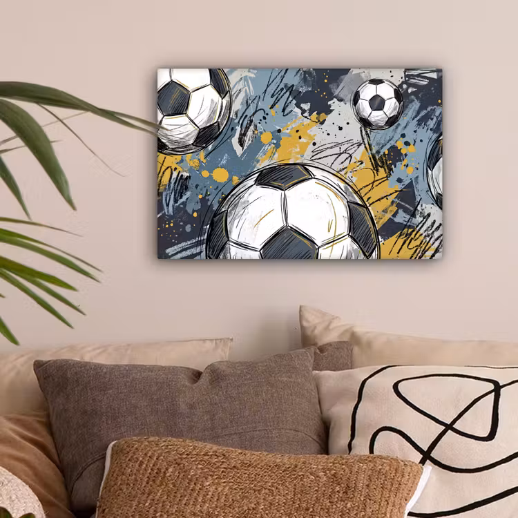 Voetbal - Abstract - Sport - Kleurrijk canvas 2cm klein -sfeer1