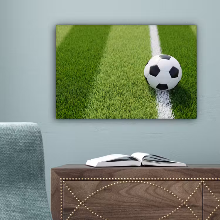 Voetbal - Grasveld - Sport - Groen canvas 2cm klein -sfeer4