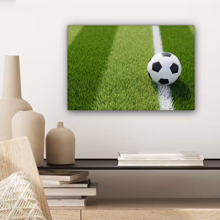 Voetbal - Grasveld - Sport - Groen canvas 2cm klein -sfeer6