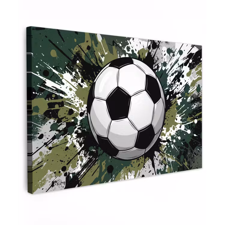 Voetbal - Verf - Spetters - Groen canvas 2cm klein -z3d