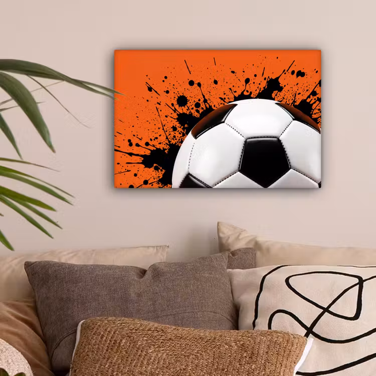 Voetbal - Verf - Sport - Oranje canvas 2cm klein -sfeer1