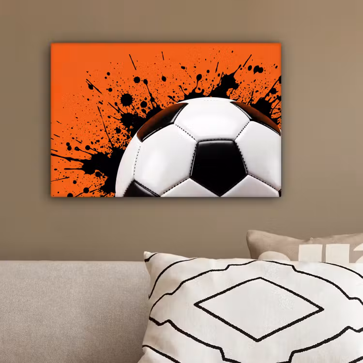 Voetbal - Verf - Sport - Oranje canvas 2cm klein -sfeer3