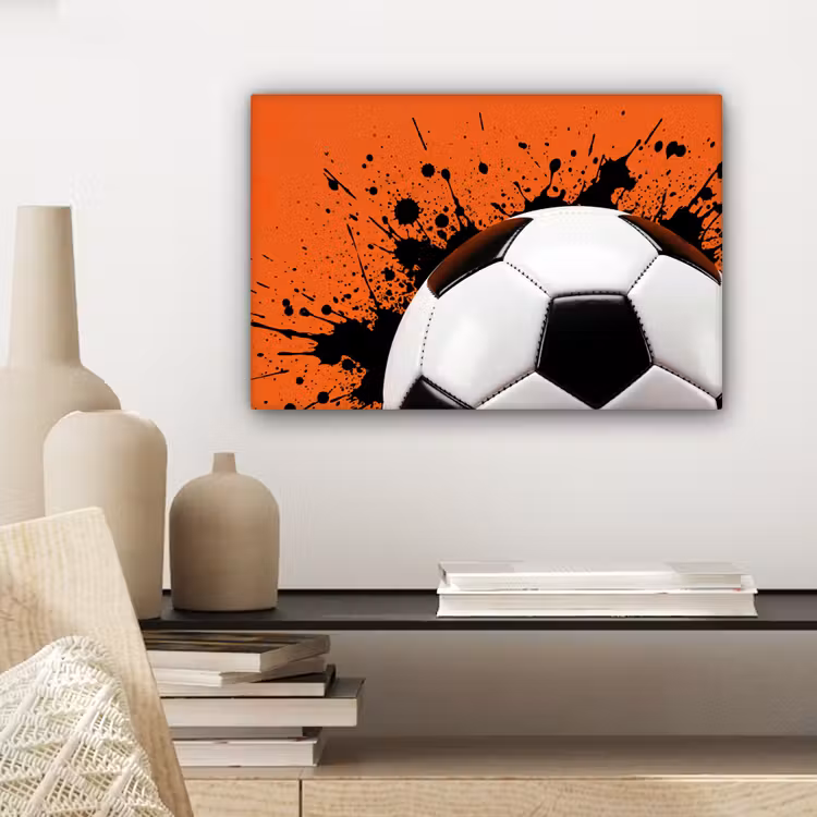 Voetbal - Verf - Sport - Oranje canvas 2cm klein -sfeer6