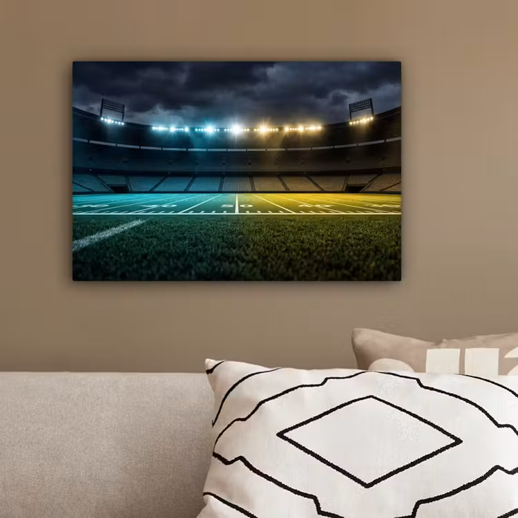 Voetbal - Stadion - Nacht - Modern canvas 2cm klein -sfeer3