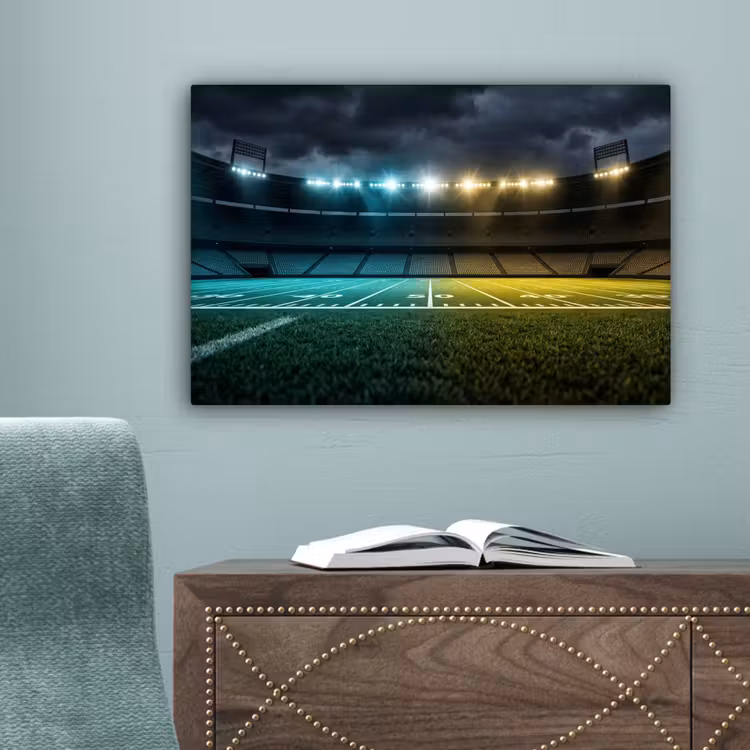 Voetbal - Stadion - Nacht - Modern canvas 2cm klein -sfeer4