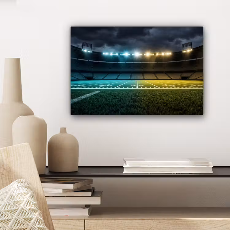 Voetbal - Stadion - Nacht - Modern canvas 2cm klein -sfeer6