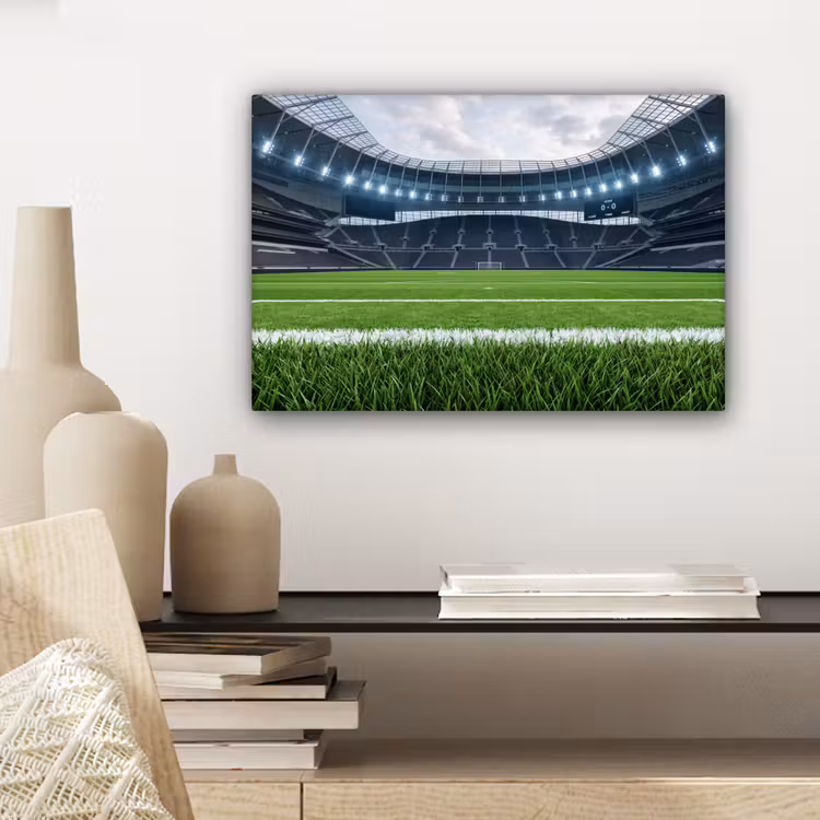 Voetbal - Stadion - Sport - Groen canvas 2cm klein -sfeer6