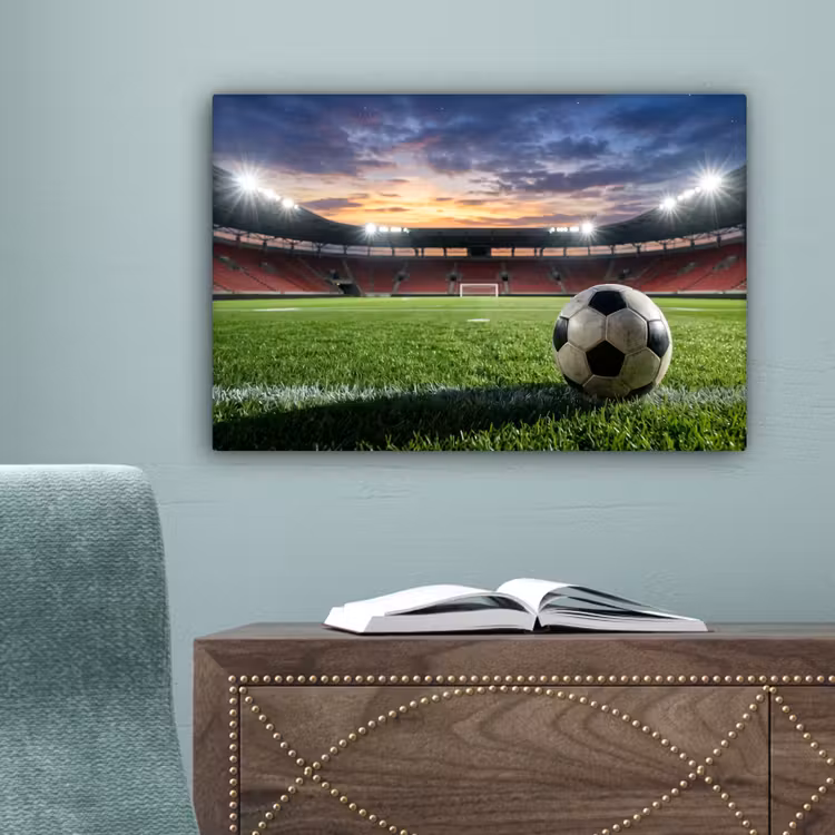 Voetbal - Stadion - Sport - Groen canvas 2cm klein -sfeer4
