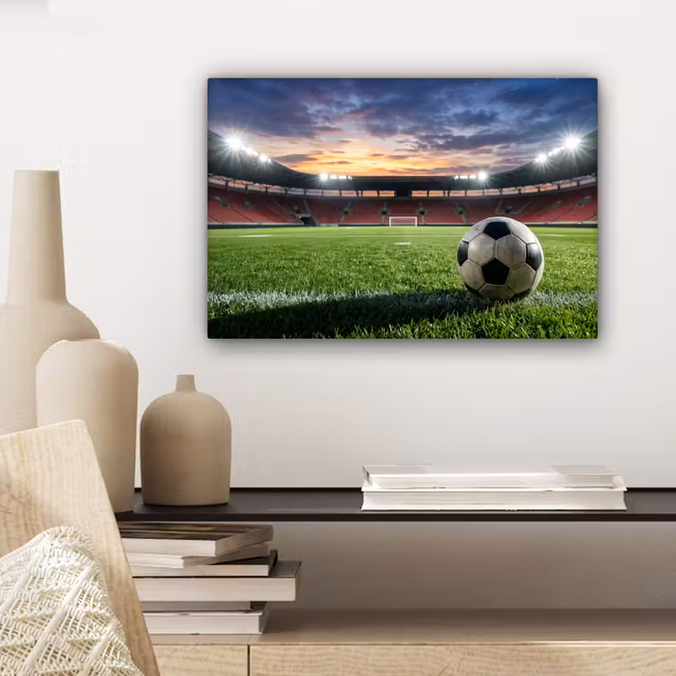 Voetbal - Stadion - Sport - Groen canvas 2cm klein -sfeer6