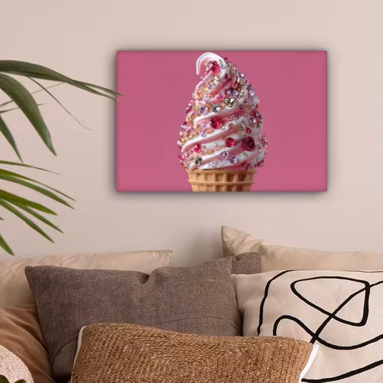 Softijs - Edelstenen - Roze - Hoorntje canvas 2cm klein -sfeer1