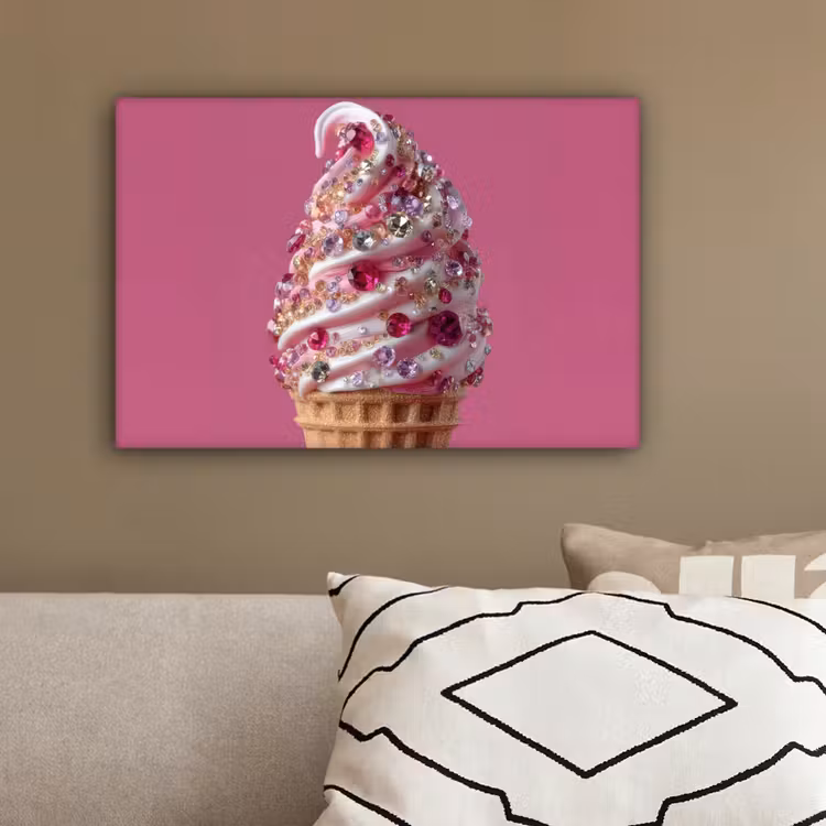 Softijs - Edelstenen - Roze - Hoorntje canvas 2cm klein -sfeer3