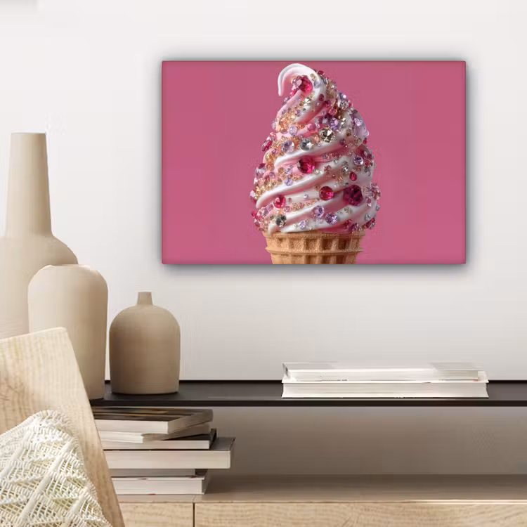 Softijs - Edelstenen - Roze - Hoorntje canvas 2cm klein -sfeer6