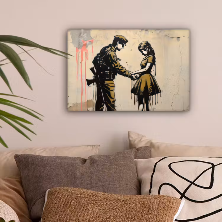 Soldaat - Meisje - Bruin - Graffiti canvas 2cm klein -sfeer1