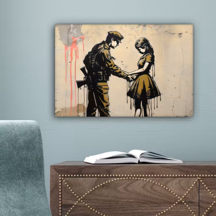 Soldaat - Meisje - Bruin - Graffiti canvas 2cm klein -sfeer4