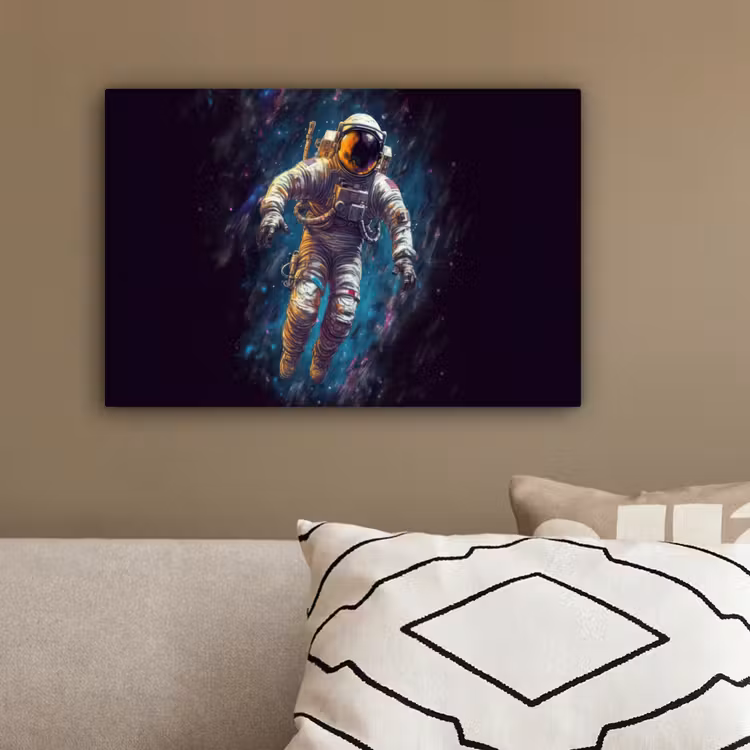 Ruimte - Neon - Astronaut - Sterren canvas 2cm klein -sfeer3