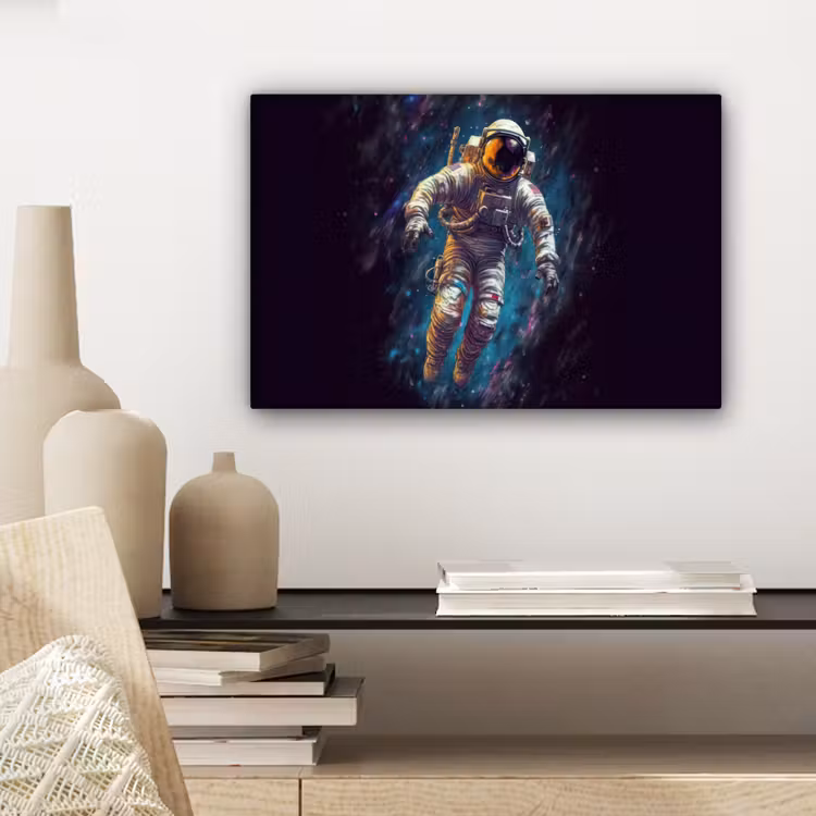 Ruimte - Neon - Astronaut - Sterren canvas 2cm klein -sfeer6