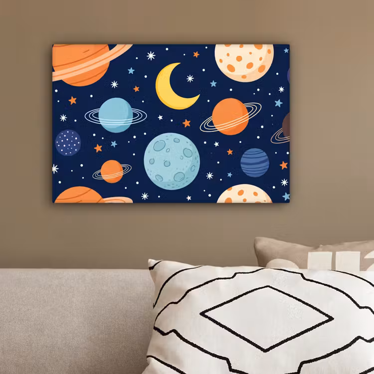 Ruimte - Planeten - Kleurrijk canvas 2cm klein -sfeer3