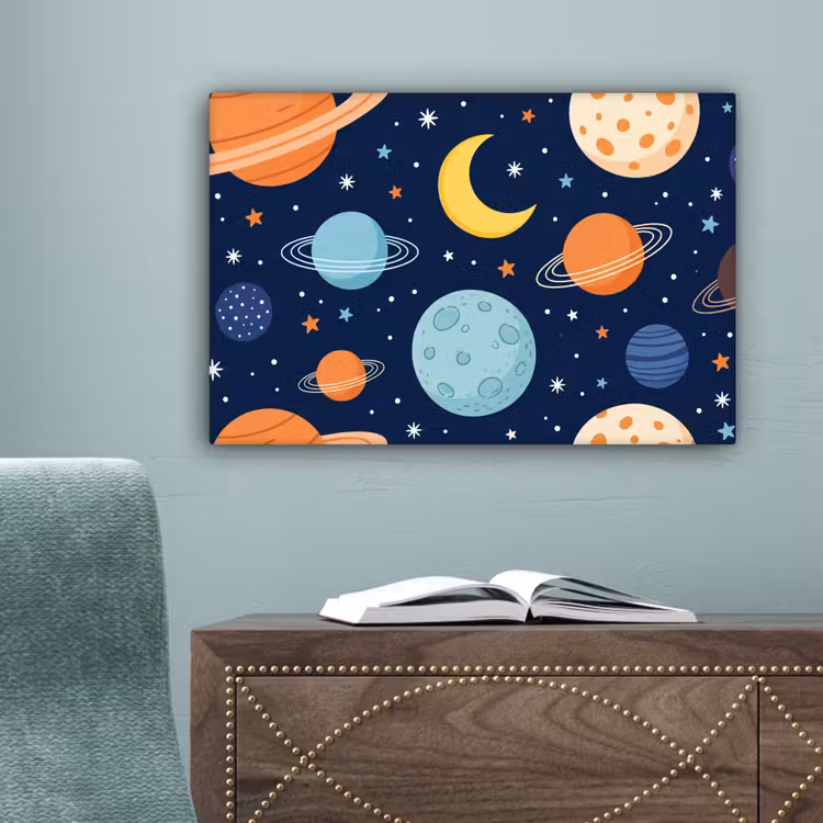 Ruimte - Planeten - Kleurrijk canvas 2cm klein -sfeer4