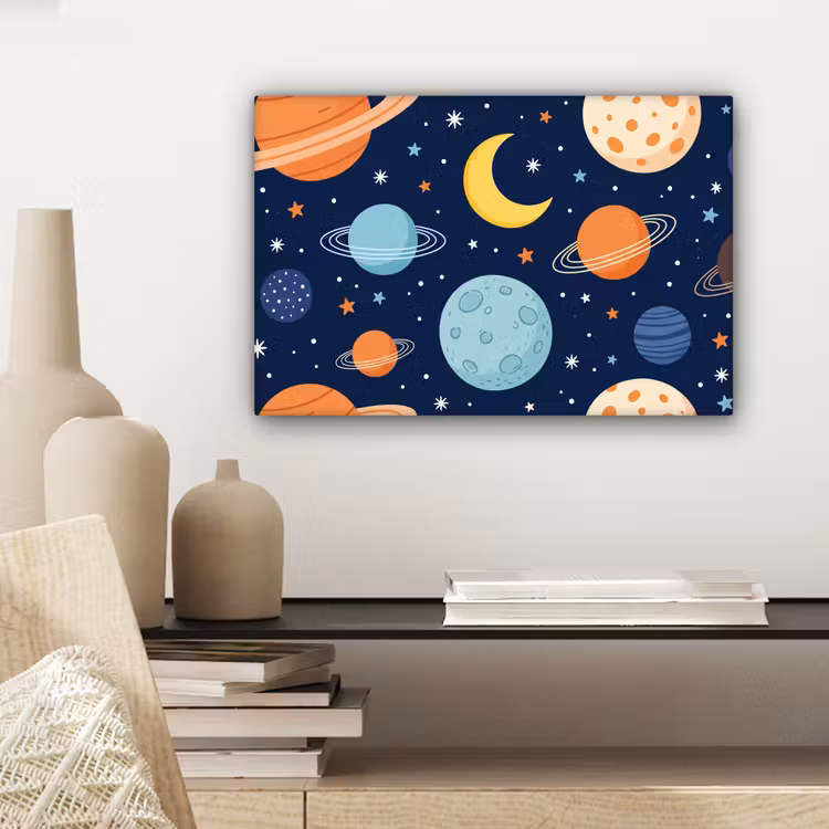 Ruimte - Planeten - Kleurrijk canvas 2cm klein -sfeer6