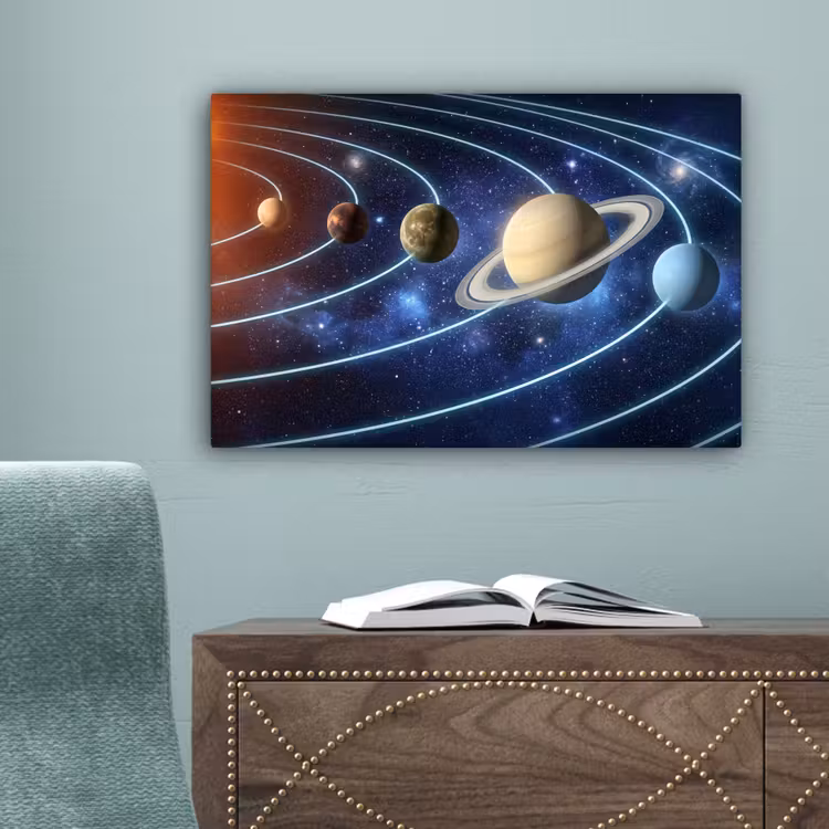 Ruimte - Zonnestelsel - Blauw canvas 2cm klein -sfeer4