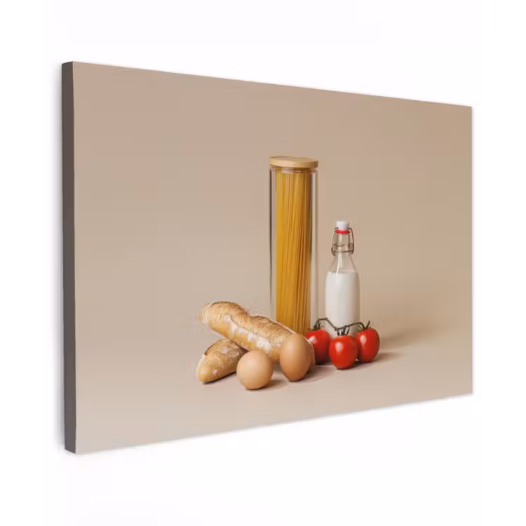 Spaghetti - Melk - Tomaten - Eieren - Brood canvas 2cm klein -z3d