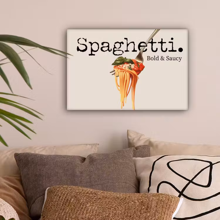 Spaghetti - tomatensaus - Parmezaanse kaas canvas 2cm klein -sfeer1