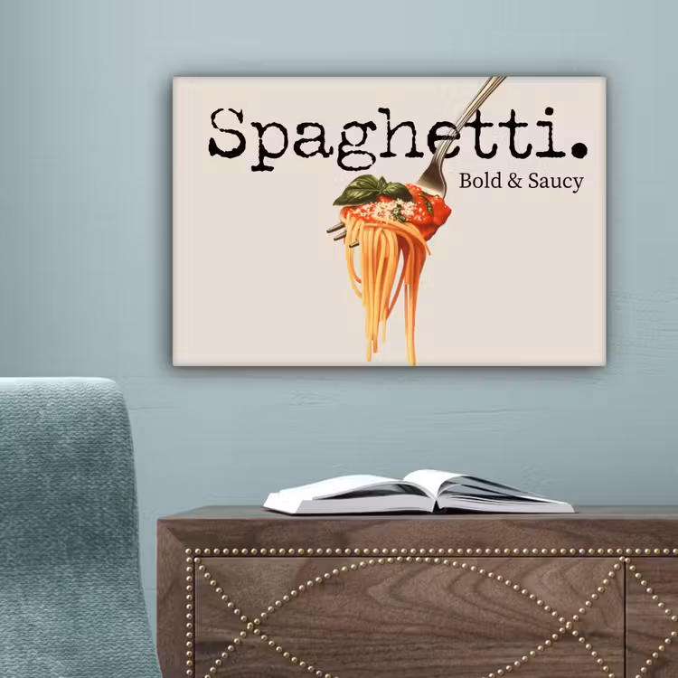 Spaghetti - tomatensaus - Parmezaanse kaas canvas 2cm klein -sfeer4