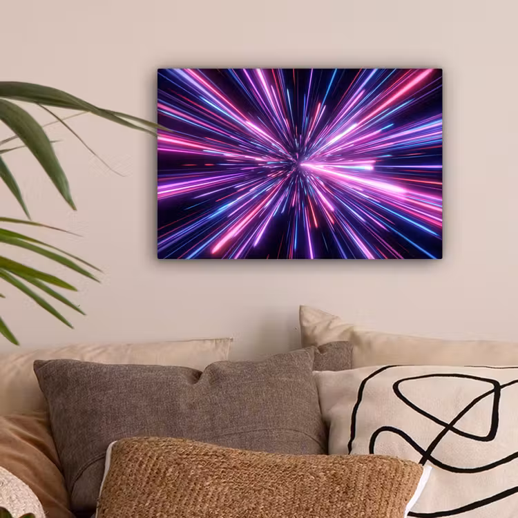 Lichtsnelheid - Ruimte - Roze - Paars canvas 2cm klein -sfeer1