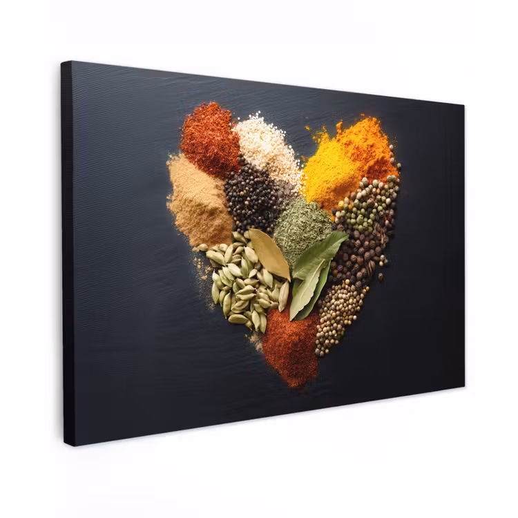 Specerijen - Mix - Hartvorm - Zwart canvas 2cm klein -z3d