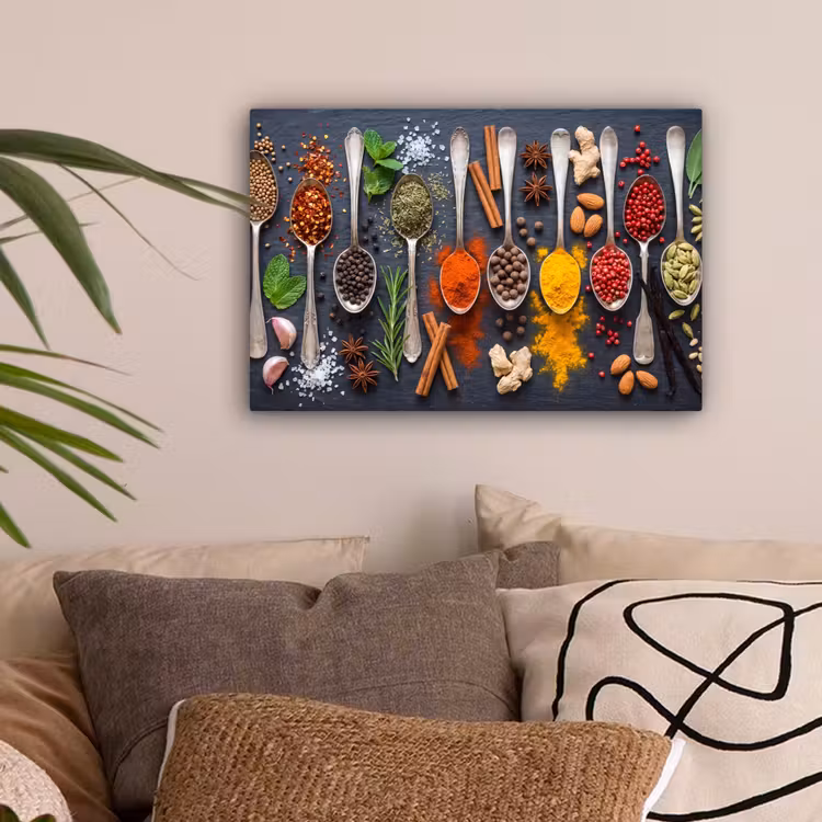 Kruiden - Lepels - Culinair - Kleurrijk - Sfeervol canvas 2cm klein -sfeer1