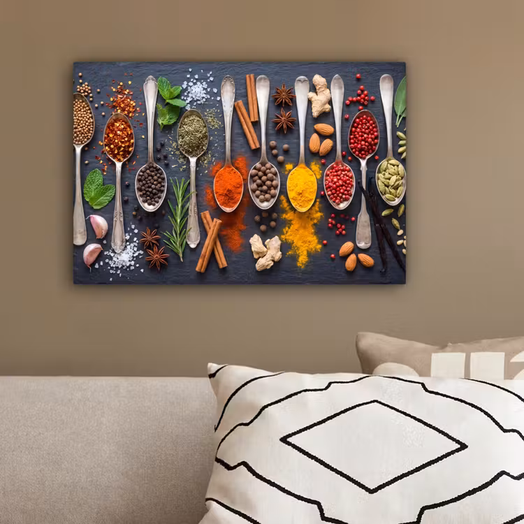 Kruiden - Lepels - Culinair - Kleurrijk - Sfeervol canvas 2cm klein -sfeer3