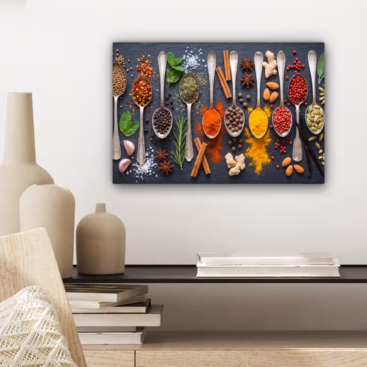 Kruiden - Lepels - Culinair - Kleurrijk - Sfeervol canvas 2cm klein -sfeer6