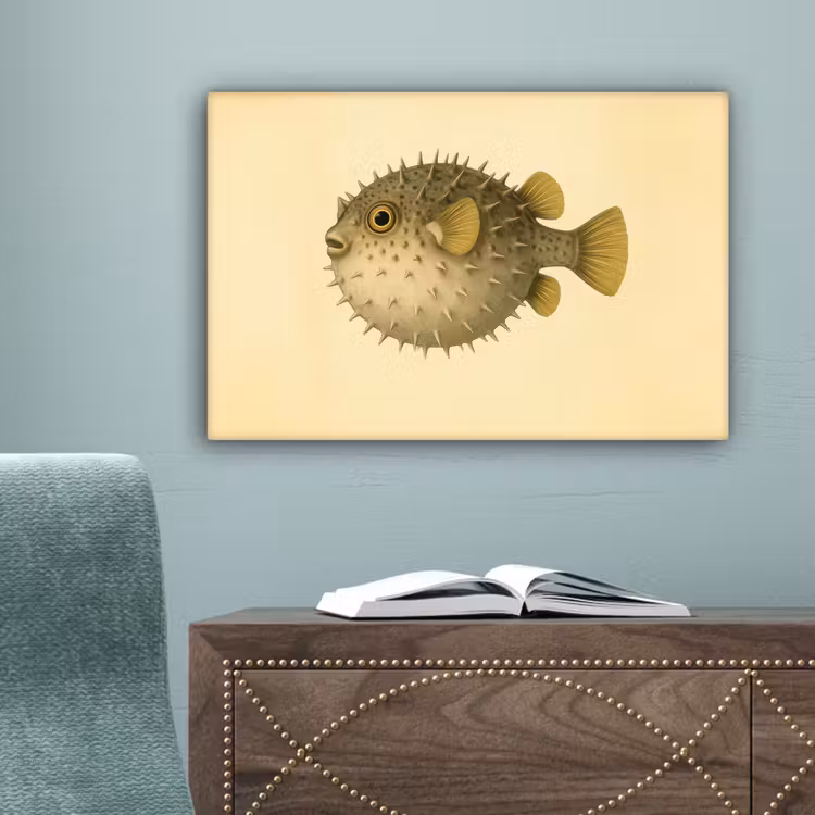 Stekels - Vis - Opgeblazen - Bruin canvas 2cm klein -sfeer4