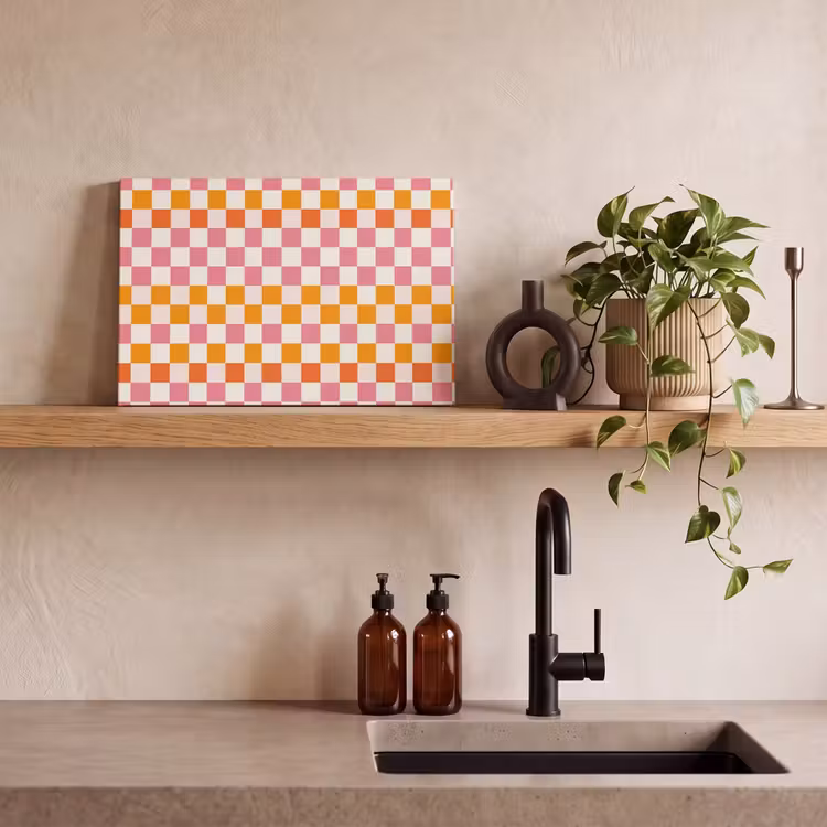 Vierkant - Patroon - Oranje canvas 2cm klein 34 -sfeer3