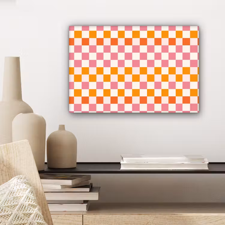Vierkant - Patroon - Oranje canvas 2cm klein 34 -sfeer6