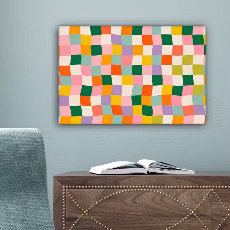Vierkanten - Kleurrijk - Golvend canvas 2cm klein -sfeer4