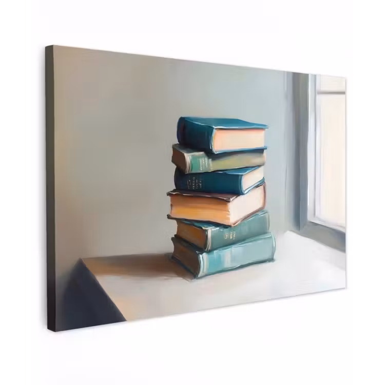 Stapel - Boeken - Groen - Daglicht canvas 2cm klein -z3d