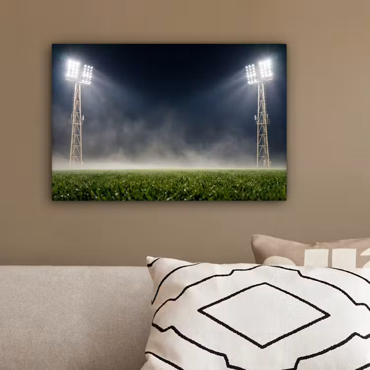 Stadion - Lichtmast - Sport - Nacht canvas 2cm klein -sfeer3