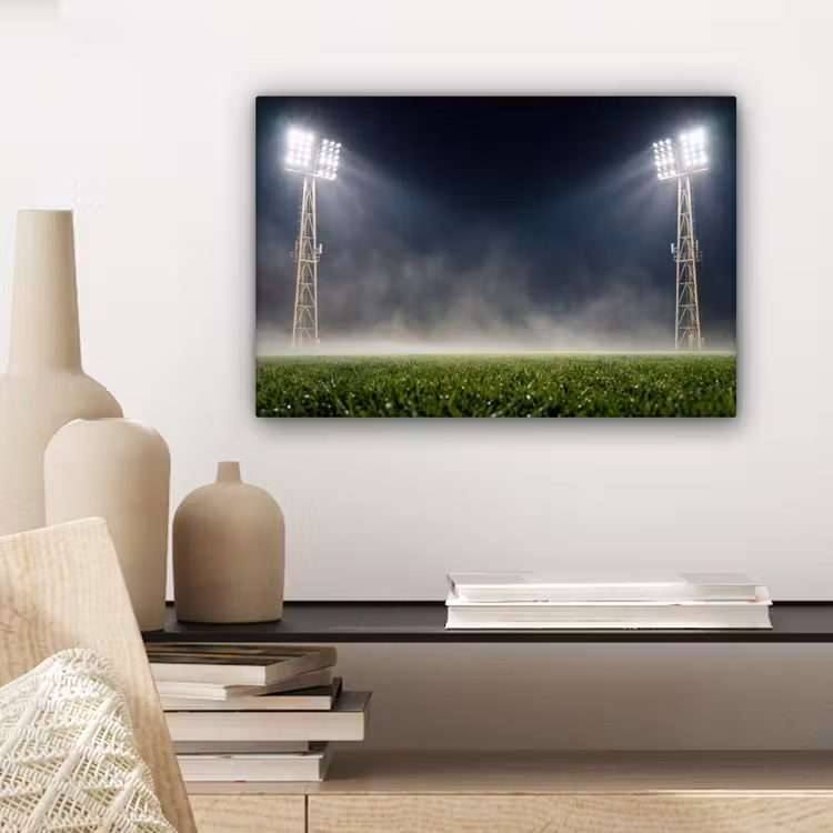 Stadion - Lichtmast - Sport - Nacht canvas 2cm klein -sfeer6